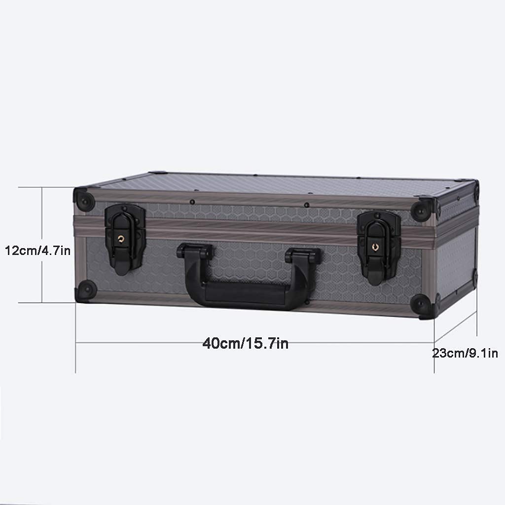 Przenośna twarda walizka lotnicza, aluminiowa walizka transportowa czarna teczka skrzynka narzędziowa zamykane pojemniki do przechowywania Equiment Case, bez gąbki - 40 x 23 x 12 cm