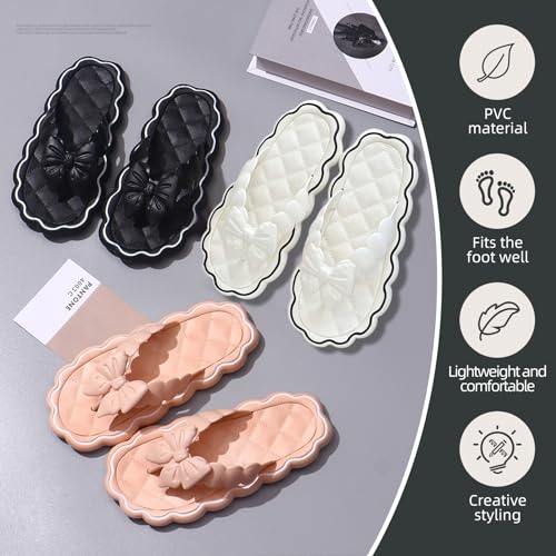 Bow Slippers Preppy Cute Bathroom Slippers, Cloud Soft Cushion Comfortable Indoor Slippers, Outdoor Flip Flops, Aesthetic Non-Slip Open-toe Beach Sandals For Summer Holiday2