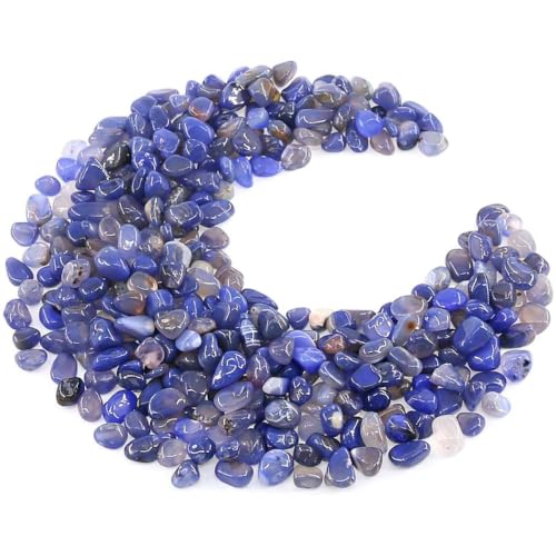 Image of WAYBER Natural Tumbled Agate Quartz Decorative Crystal Pebbles, 1 Lb Blue | Lustrous Polished Finish, Rich Long-Lasting Hues, Toxin-Free Material, Perfect for DIY Crafts & Home Decor