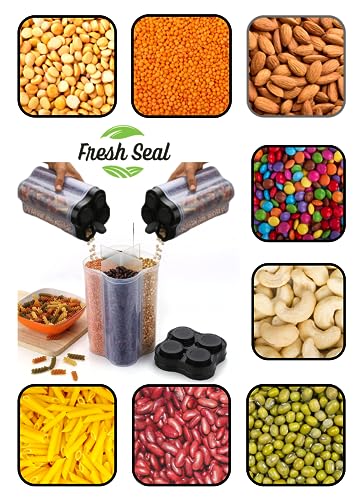 Fresh-Seal-Airtight-Transparent-Plastic-Lock-Food-Storage-4-Section-Container-Jar-for-Grocery-Pasta-cereals-pulses-2500ML-Pack-of-1