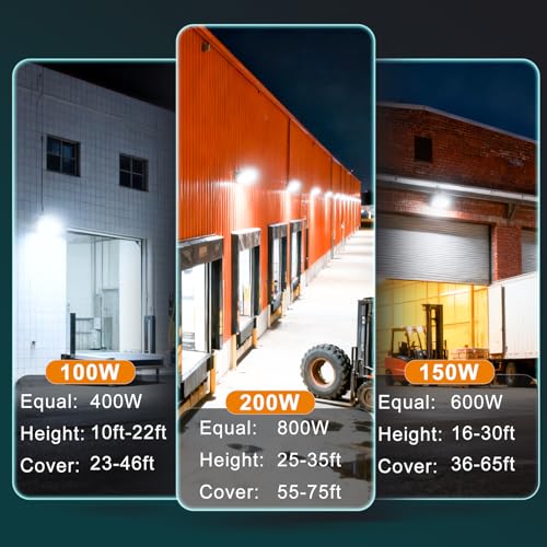 Image of Lightdot 150W LED Wall Pack Light 8 Pack, 22500LM Dusk to Dawn Outdoor Security Lights with Photocell, 5000K Daylight, IP65 Waterproof, 100-277V, ETL, 10-20 ft Mount Height with 40ft Cover, Black