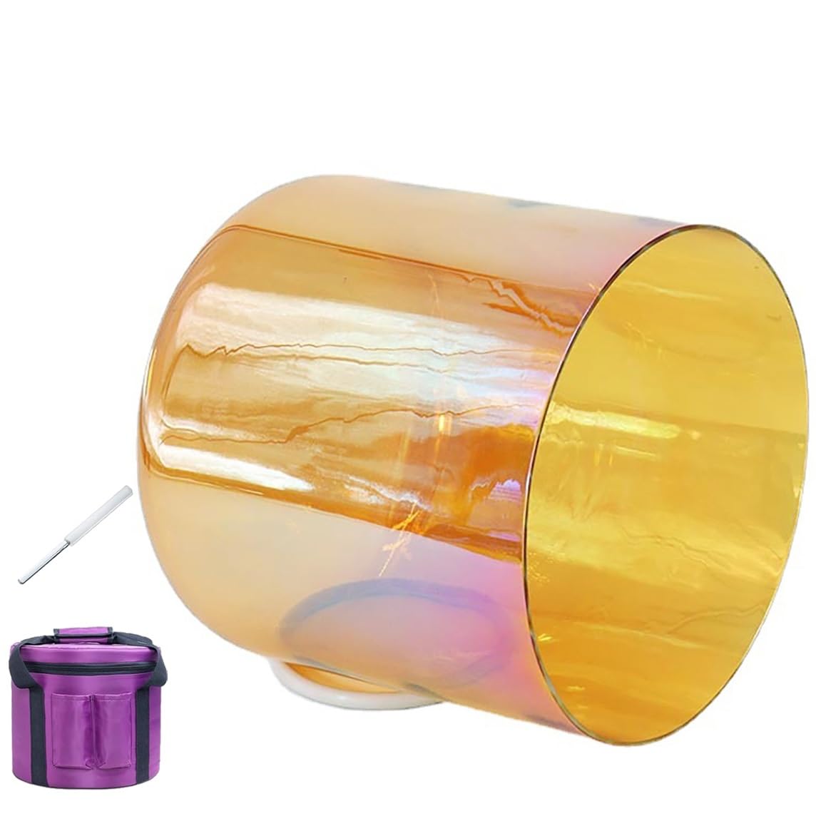 RQLSSSLMXJ Crystal Singing Bowls, 6 Inch Alchemy Crystal Clear Orange Singing Bowl, 432HZ Suitable Beginners And Professionals(G Note)