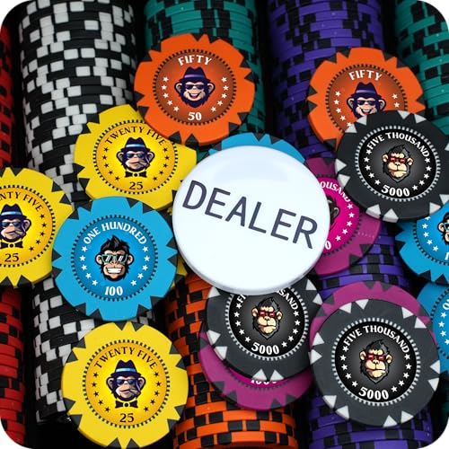 Image of CASINO KART Poker Chipset - NFT Monkey Luxe Edition | 300 Chips with 2 Decks of Playing Cards & Dealer Button | Premium Poker Set for Home, Casino & Game Nights
