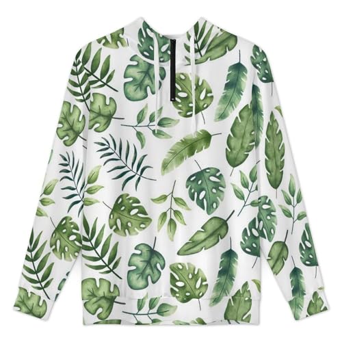 Leaf Print Fall Men's Casual Long Sleeve Hooded Zip Up Pullover Sweatshirt3