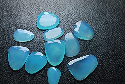 Aqua chalcedony loose shape checkerboard connector slice pour fabrication bracelet collier