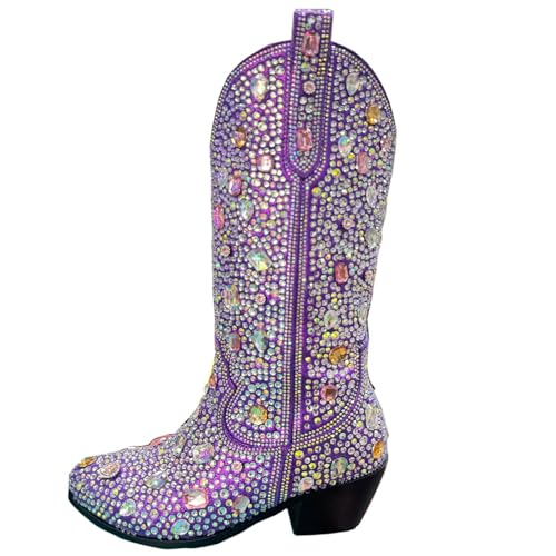 Women's New Diamond Shining Party Fashion Pointed Middle Boots