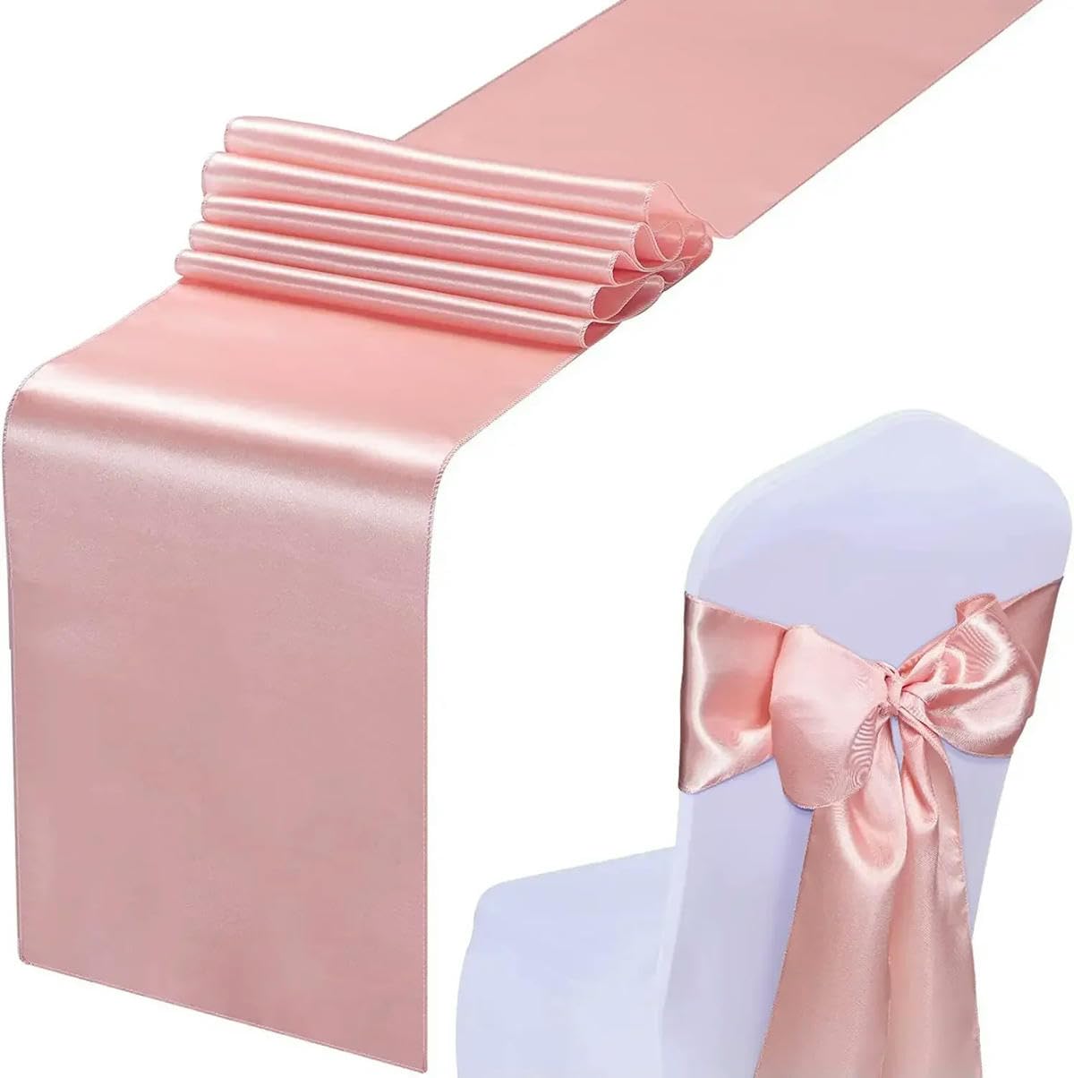 20 Stück/Set Satin-Stuhlschärpen, 17 x 275 cm, Seidenstuhlband, Schleifen, Stuhlbezug, Stuhldekoration for Hochzeit, Bankett, Party, Event, Hotel,Stuhlschleifen(Ivory White)