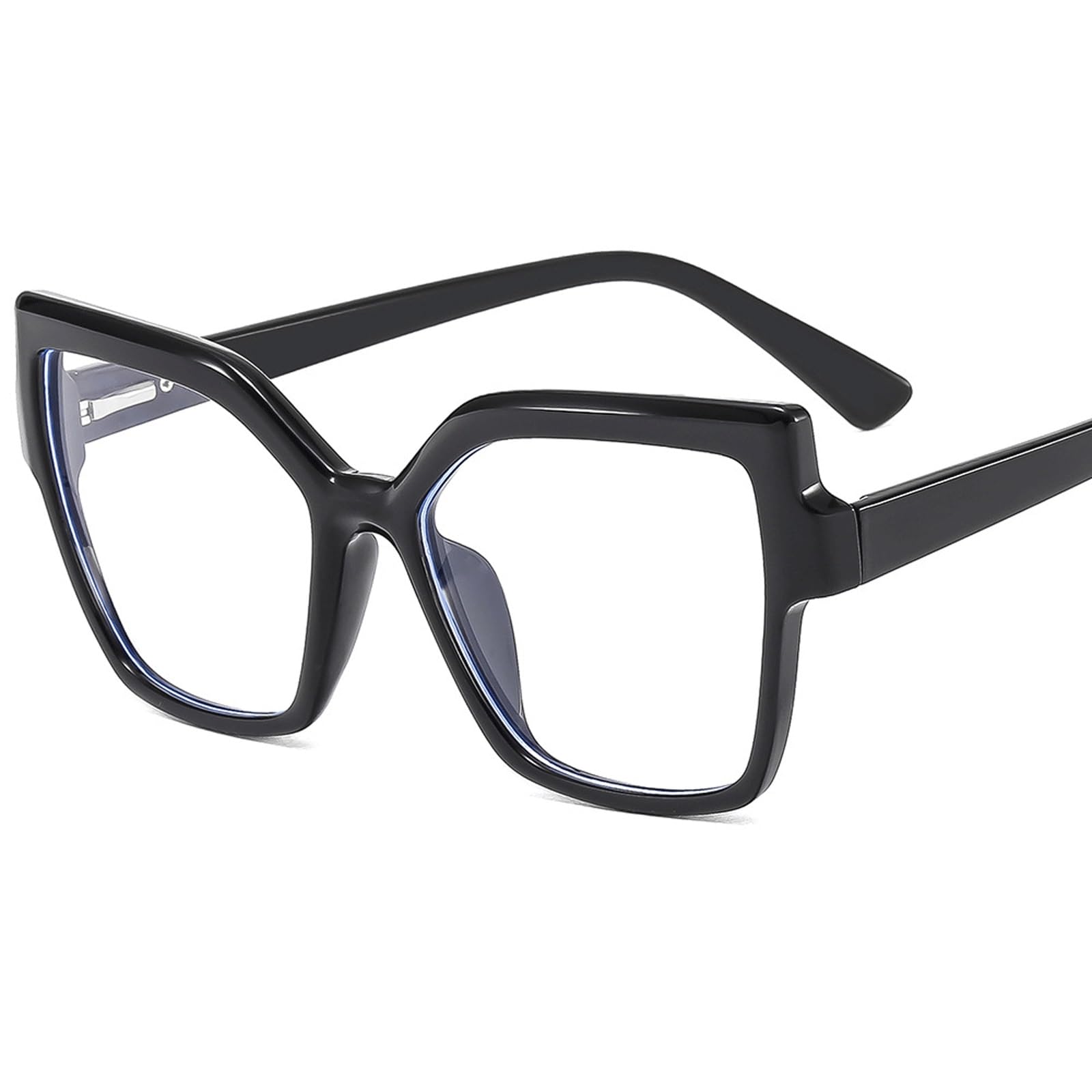 Monturas de Gafas Retro Anteojos Grandes sin Receta | Gafas con lentes de PC for computadora, gafas de lectura de borde completo, unisex(C1 Black)