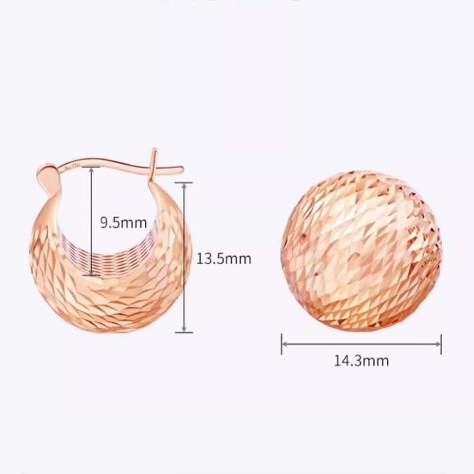 Epinki Creole Hoop 9K/14K/18K czerwone złoto, klasyczne kolczyki na Boże Narodzenie, damskie kolczyki 18/14/9-karatowe złoto biżuteria