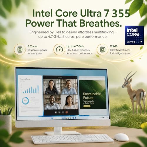Image of Dell 27 Inch All in One Desktop Computer Touchscreen, 32GB DDR5, 1TB SSD | Intel Core Ultra 7 355, 27 inch FHD Display, Wi-Fi 7, BT6.0, Intel Graphics, Business All-in-One PC, Windows 11 Pro, EC27260