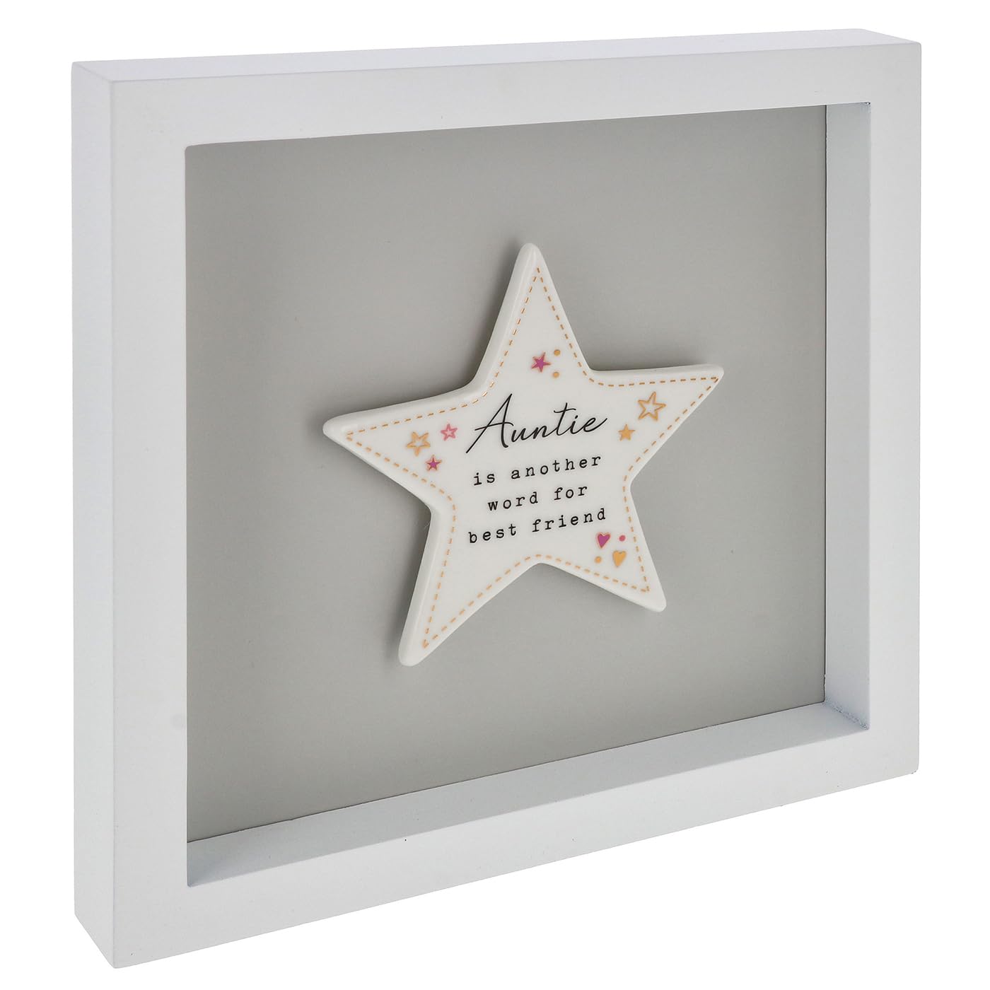 Shudehill Giftware Heartfelt Art Star Plaque in White Frame Large - Love, Grandma, Auntie, Baby Boy (Auntie)