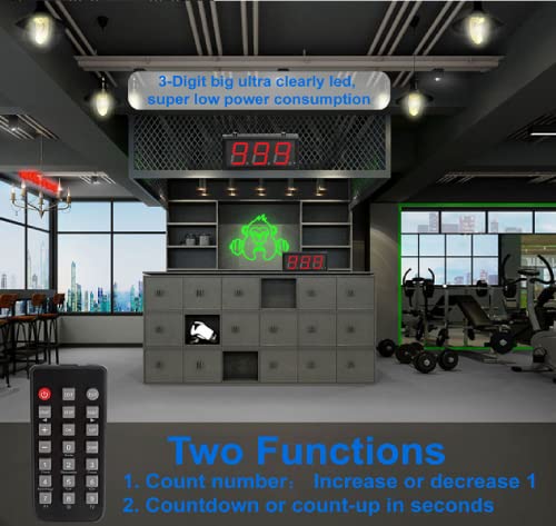 Btbsign Led Up/Down Counter With Switch Box & Remote Red 4'' Led Display (3Digits) #TOP4