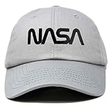 DALIX NASA Black Worm Hat Soft Baseball Cap Embroidered in Gray