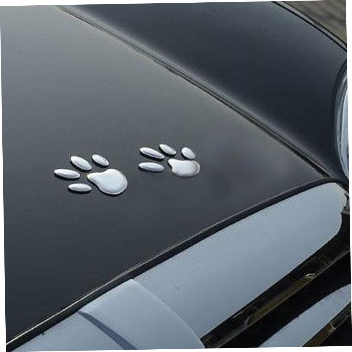 Paw Print Decals Self Adhesive 3D Dog Stickers Cars Decoration Silver 2PCS, Utilisation de la Cuisine
