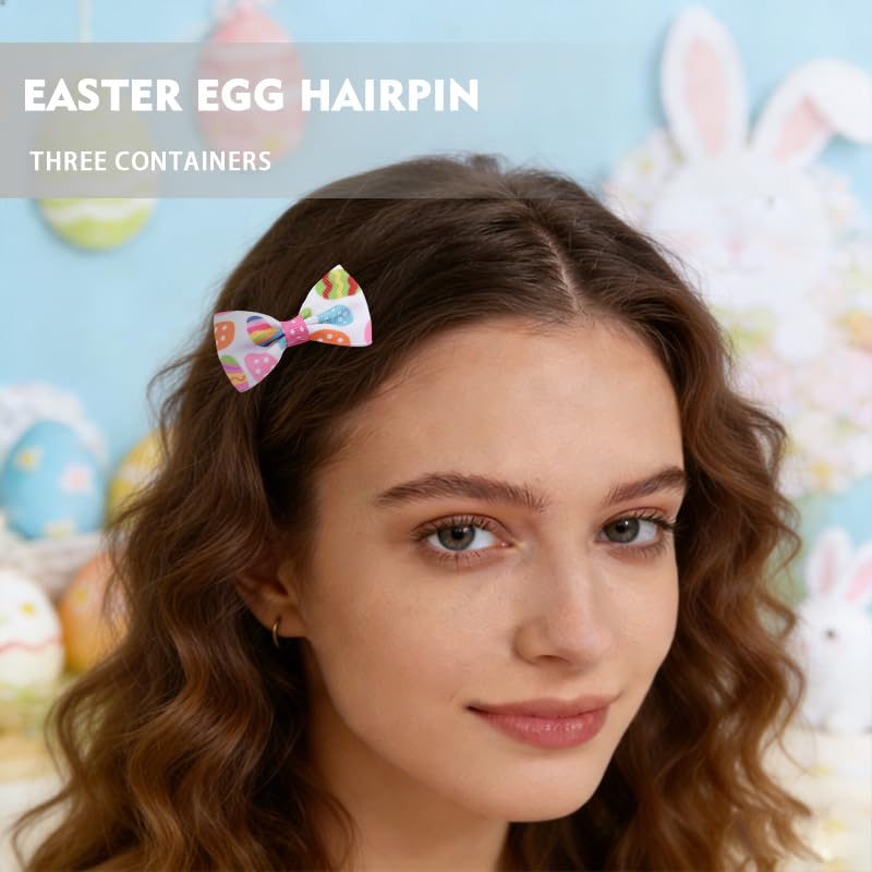 Pinzas para el cabello con moño rosa para Pascua, accesorios lindos para niñas y mujeres, juego de 3 piezas miniatura 3