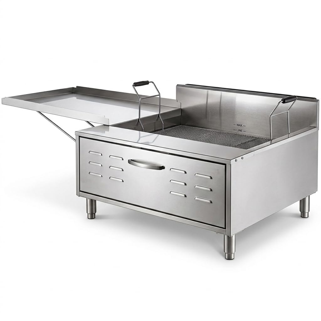 40 lb. Liquid Propane Countertop Funnel Cake Fryer by Glownary – 32 X 29.625 X 19.75 Inches, Stainless Steel, Model 382dfcg32n