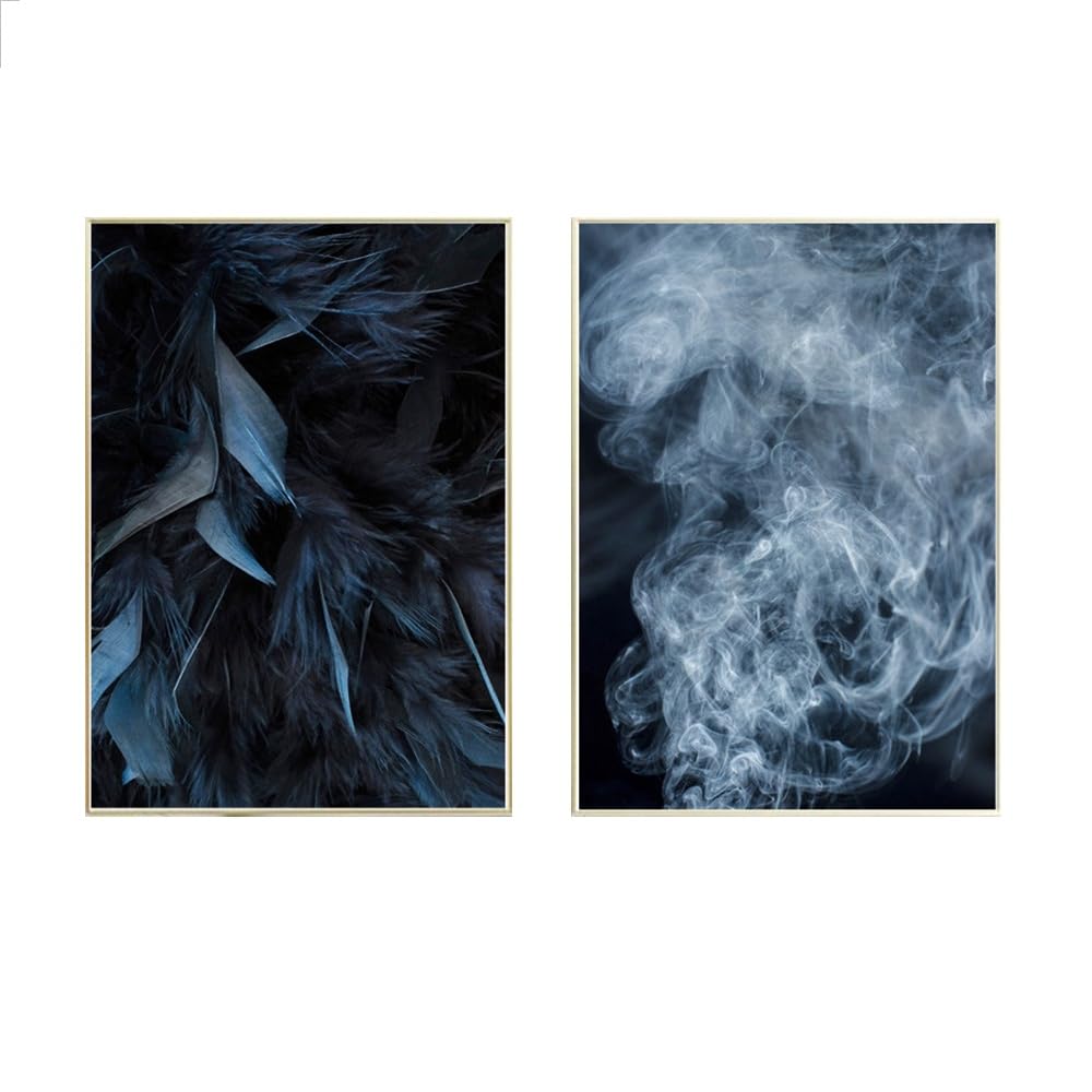 WUHBCZ Art Decor,Nordic Minimalist Feather Smoke Poster Wall Art Abstract Canvas Painting Art Prints Wall Pictures for Living Bedroom Office Room Decor-30 * 50cm*2PCS (No Frame)