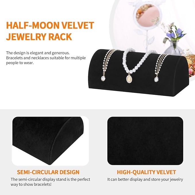 Image of Jewelry Store Counter display oval necklace display rack Gray Velvet Necklace display stand