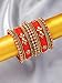 Aheli Royal Design Silk Thread Bangle Set Saree Matching Chuda Indian Traditional Wedding Fashion Jewelry Gift for Women (Silk Red-Faux Stone, 2.6)