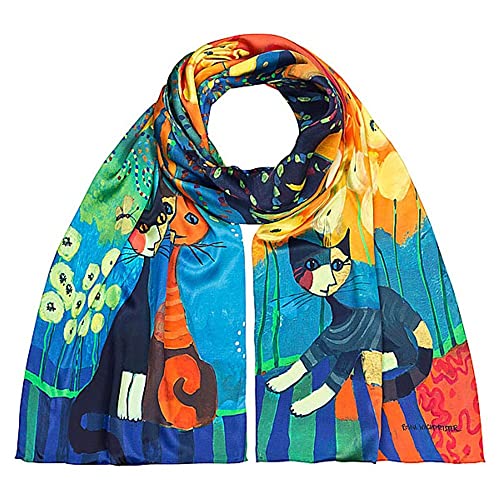 von Lilienfeld® Foulard Soie Rosina Wachtmeister Dolce Vita Femme Cache-Nez Écharpe Art Chat