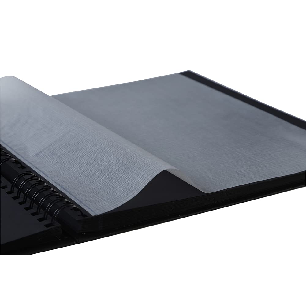 Exacompta - 16981E - Álbum de Fotos en Espiral ARAMY - 360 Fotos - 60 Páginas Negras - Tamaño 32 x 32 cm - Cubierta de Papel Efecto Textil Negro - Marcado Dorado - Certificado FSC®