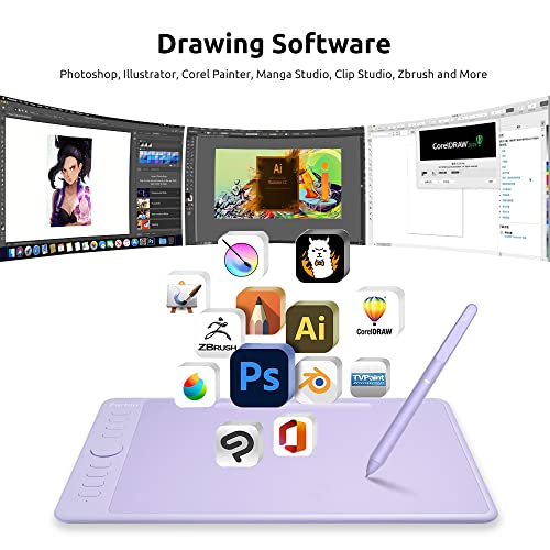 Image of Parblo Intangbo M Drawing Tablet 10x6 inch,Digital Graphic Tablet with 8192 Levels,Battery-Free Stylus and 8 Hot-Keys Drawing Pad,Work with Window /Mac,Android,Purple