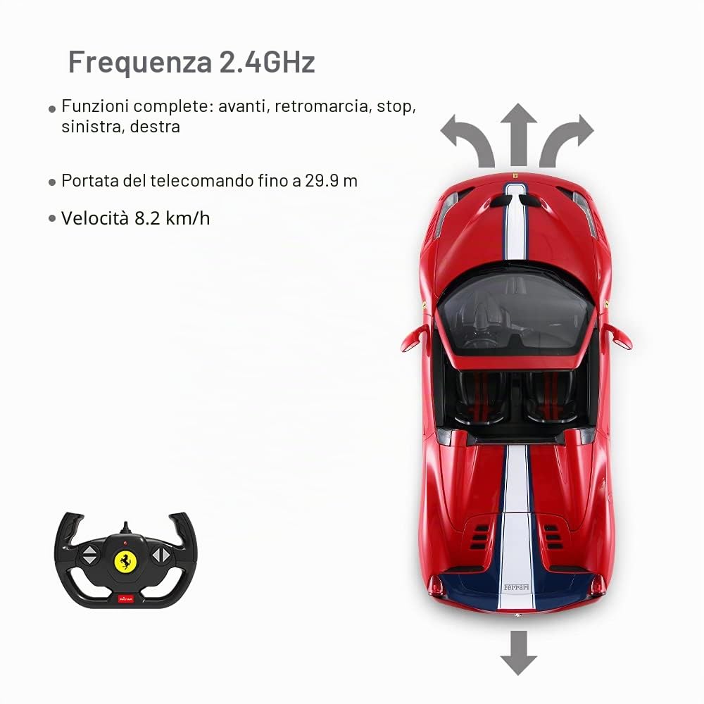 RASTAR, auto telecomandata Ferrari, Ferrari 458 Special in scala 1:14, macchina giocattolo rossa, cabriolet, apertura e chiusura automatica