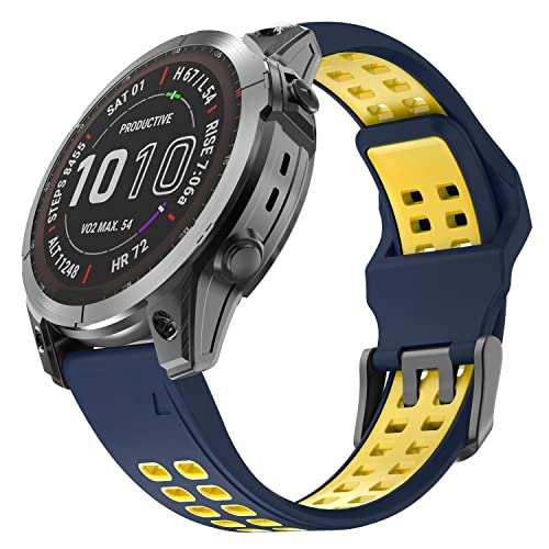 OVERSTEP Compatible with Garmin Fenix 7 Band, 22mm Easy-fit Sport Silicone Strap for Fenix 5/Fenix...