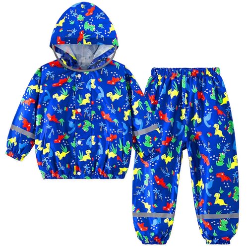 Domueay Regenanzug Kinder Jungen Wasserdicht Regenjacke und Regenhose...