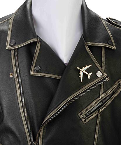 A N KINGPiiN Lapel Pin for Men Golden Airplane Brooch Suit Stud, Shirt Studs Men's Accessories