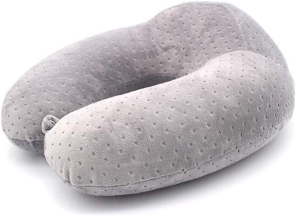 Almohada De Viaje - Cojín De Soporte De Almohada De Cuello De Espuma Viscoelástica - Funda Fácil De Quitar Y Lavable, Grey, One Size