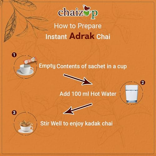 Image of Chaizup Dimtee 1 Min Instant Adrak Premix Tea - 36 Sachets | Adrak Flavours | 36 Servings | 450g