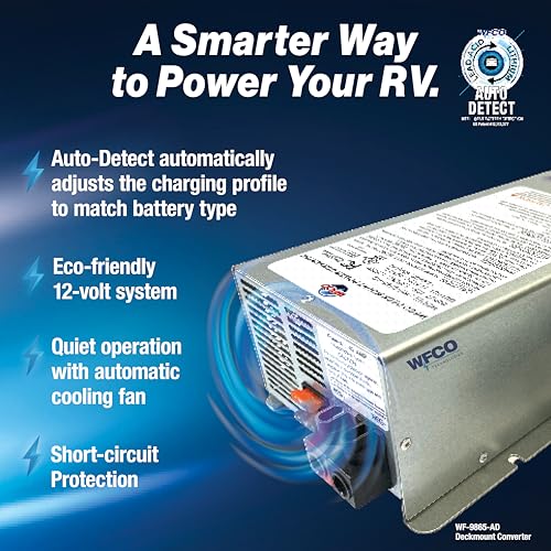 Image of WFCO Arterra WF-9865-AD-CB Converter /Charger - Deckmount - 65 Amp DC Output (20 Amp AC Power Cord) , Gray
