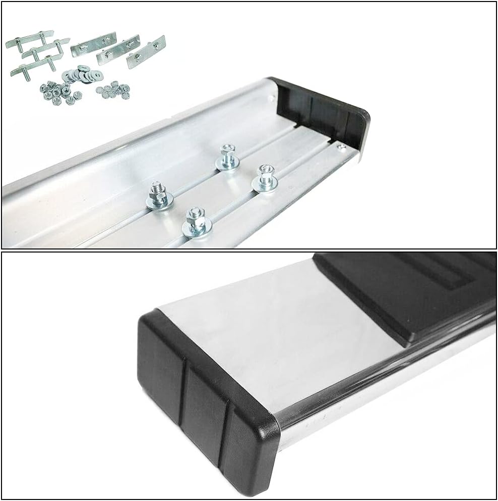 IKON MOTORSPORTS, Running Board Compatible with 2019-2025 Dodge Ram 1500 Quad Cab, 6" Aluminium Silver Black Side Step Nerf Bar 2PC 2020 2021 2022 2023 2024