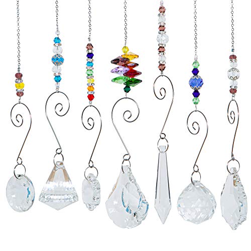 WEISIPU Pack of 7 Chakra Crystal Pendants - Sun Catcher Decor Window, Hanging Crystal Decoration for Garden, Home and Window Decorations WEISIPU Pack of 7 Chakra Crystal Pendants - Sun Catcher Decor Window, Hanging Crystal Decoration for Garden, Home and Window Decorations