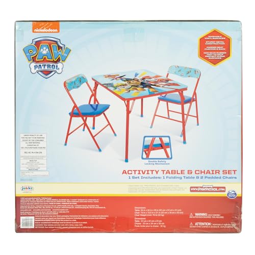 paw patrol kids table amp chairs set for kid and toddler 36 months up to 7 years includes 1 table 2434 l x 2434 w x 2034 h 2 chairs 1334 l x 13534 w x 2134 h weight limit 70 lb