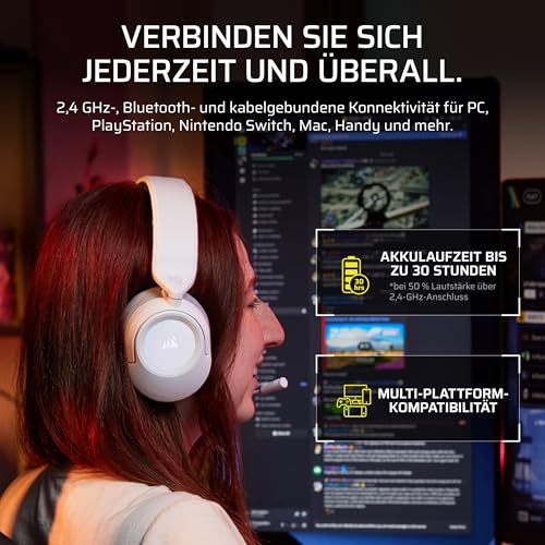 Corsair HS35 v3 Wireless Gaming-Headset mit Mikrofon – Weiß