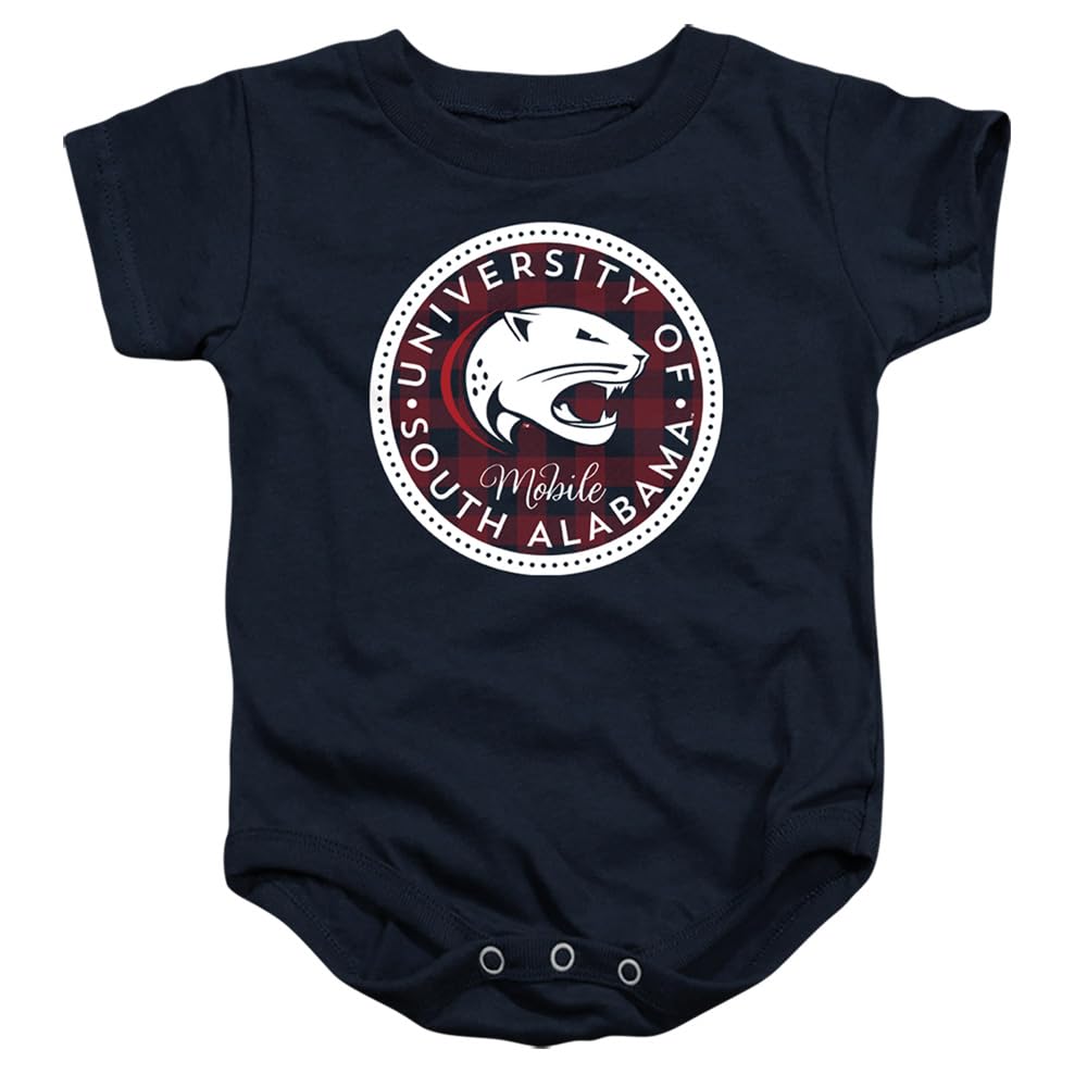 University of South Alabama Official Plaid Badge Unisex Infant Snap Suit for Baby,Navy, 12 Months