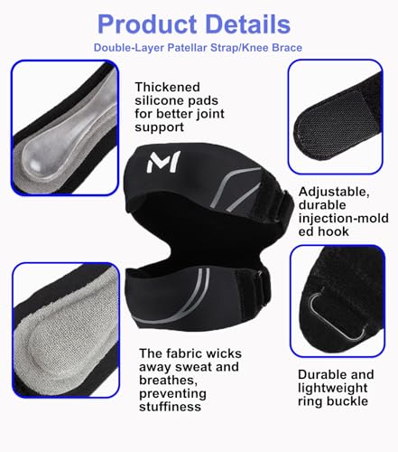 Image of 2 Pack Patella Knee Brace with Gel Pads,Adjustable Patellar Tendon Support Strap for Women and Men,Knee Pain Relief for Tennis,Running,Workout (Line patella knee brace, One Size)
