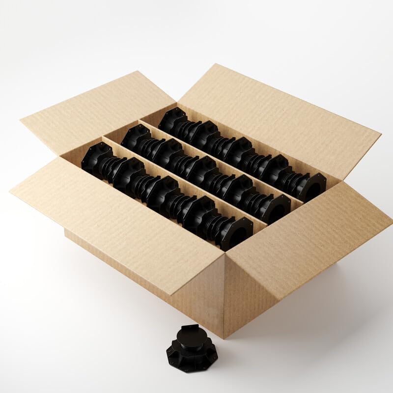 Lot de 10 plots 60-138 mm pour terrasse bois et composite Noir, Unités - 10 plots