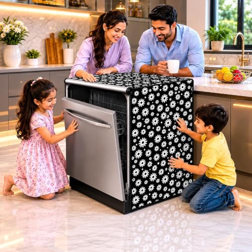 Image of Dishwasher Cover for 12 to 15 Place Setting | Water-Resistant Dustproof Zip Cover | Universal Fit Compatible with Bosch, LG, IFB, Hafele, Faber & More | 63 x 63 x 88 cm | Design 5