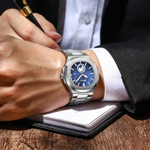 Image of Gosasa Fashion Men's Watches Date Business Watch Stainless Steel Luxury Style Luminous Quartz Waterproof Analog Display Male Wristwatch