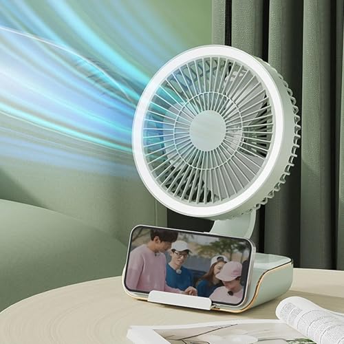 Image of 4000mAh High Speed ๐๐๐๐ก๐๐ซ๐ ๐๐๐๐ฅ๐ Table Fan for Home, ๐๐ฌ๐๐ข๐ฅ๐ฅ๐๐ญ๐ข๐ง๐ ๐๐๐ง with ๐๐๐ ๐๐ข๐ ๐ก๐ญ | ๐๐๐ ๐๐๐ซ๐ฌ๐จ๐ง๐๐ฅ Fan, ๐ ๐๐ฉ๐๐๐ (F1 - Green)