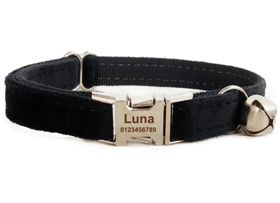 Cat Collar Personalized with Name Phone Number Engraved,Customized with Bell for Small Dogs Puppy Kitten