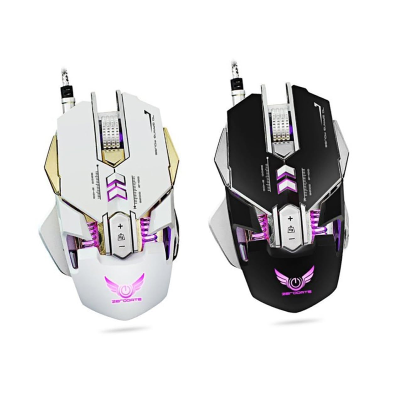 2 pezzi Mouse da gioco silenzioso Gaming ad alte prestazioni RGB Gamer Mouse da gioco for computer Cool Gaming Essential Gaming Mouse da gioco Contrappeso X300 Bianco cablato / 308