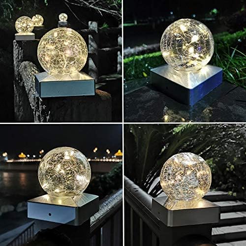Miniatura 7 de SUNNYPARK Luces solares para postes Luz para poste al aire libre para valla o decoración de patio, jardín, tapas alimentadas por energía solar,