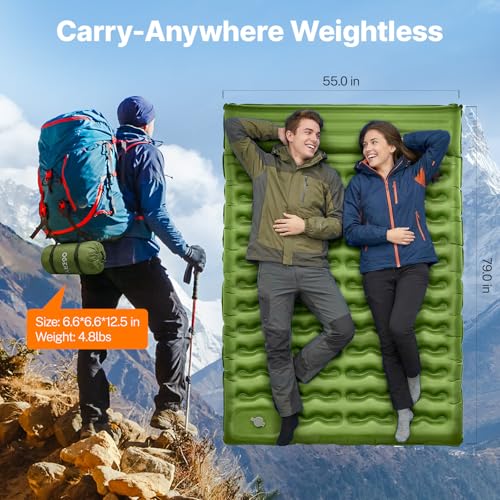 Image of OGERY Sleeping Pad, Ultralight Inflatable Sleeping Pad for Camping with Pillow Built-in Foot Pump, 6 inch Extra-Thick Reinforced Camping Mattress for Hiking, Backpacking, Tent