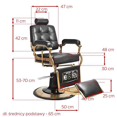 GABBIANO BOSS Fauteuil de barbier inclinable hydraulique salon de beauté : Noir