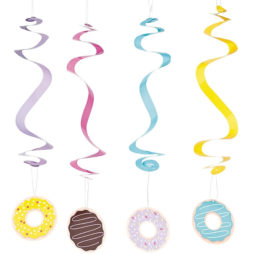 DONUT PARTY DANGLING SWIRLS - Party Decor - 12 Pieces