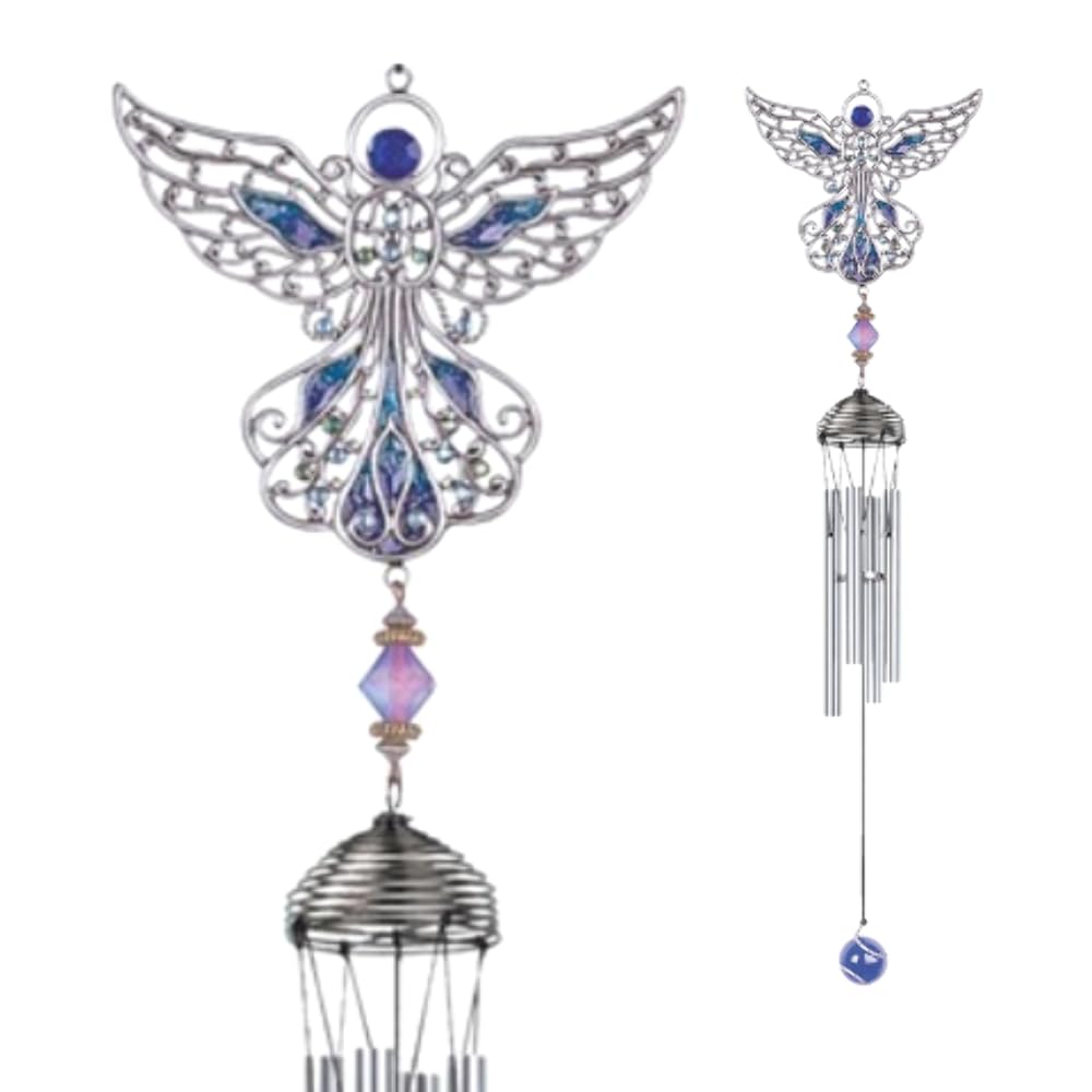 StealStreet Wind Chime Pewter And Gem Angel Hanging Garden Decoration Collection (SS-G-99945)
